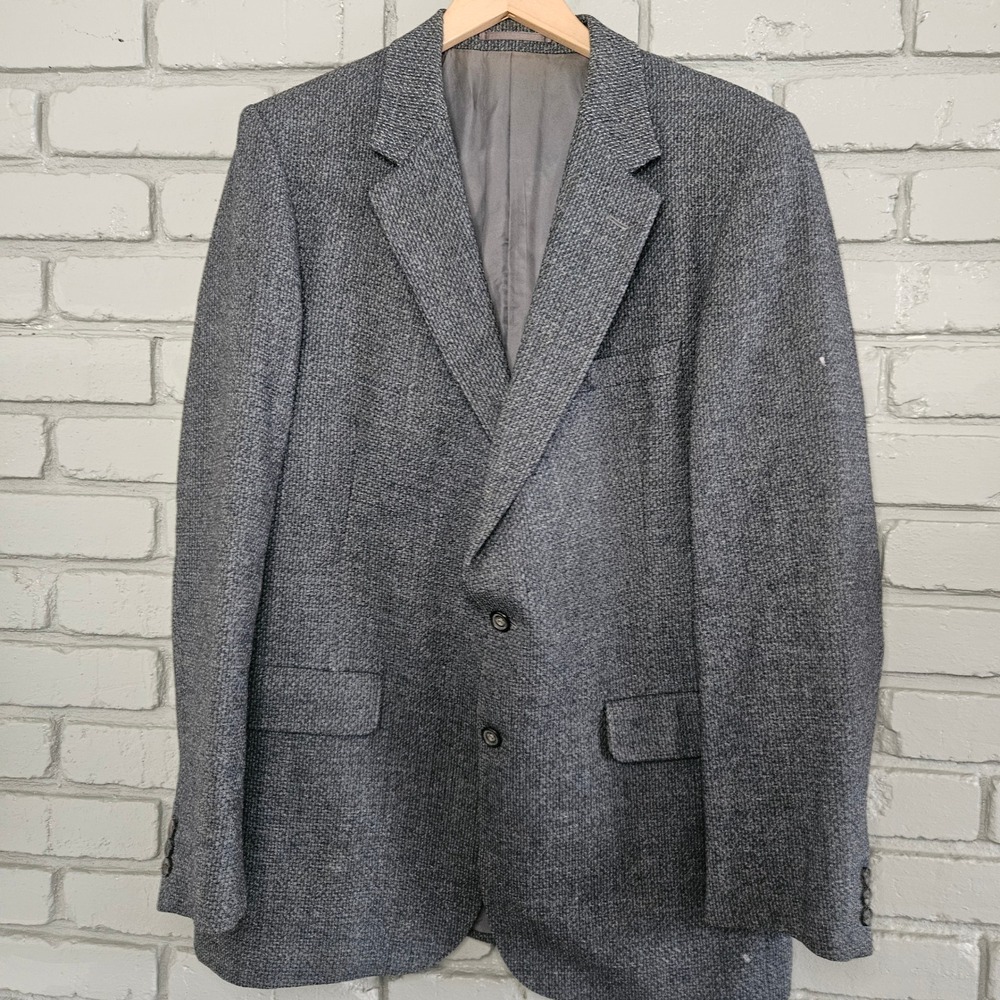 Aquascutum London Mens Grey Pure Wool Blazer Sport Coat Made in England 42R